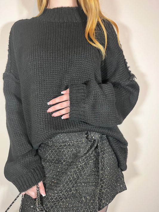 Pull oversize noir